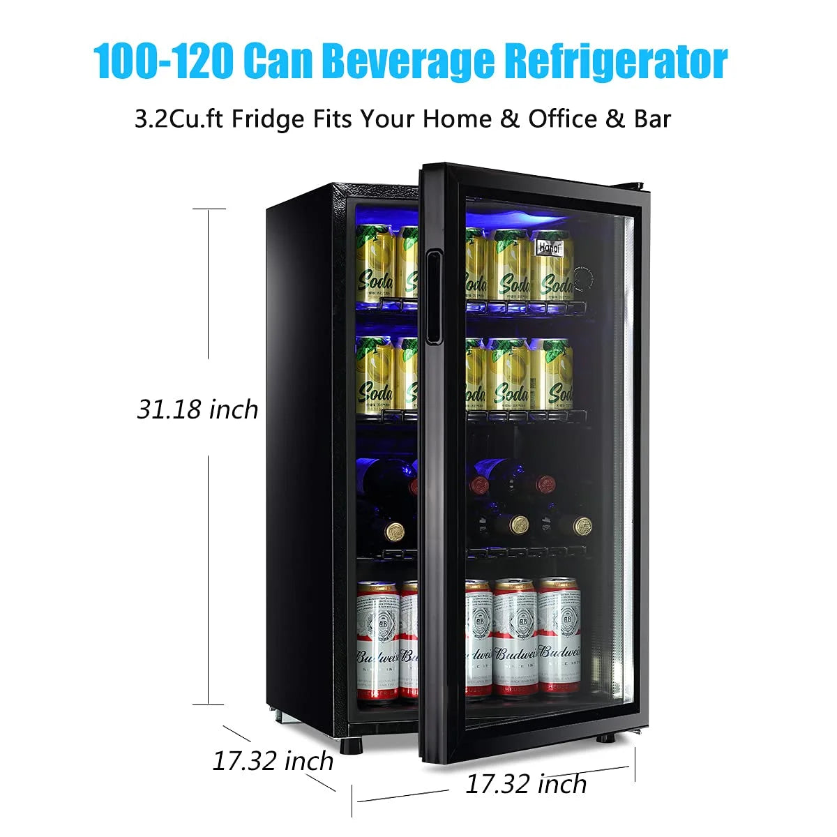 Wine Cooler and Beverage Refrigerator with Glass Door U67518