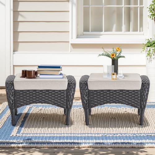 Brown Wicker High Back Patio Club Chair Set of 2 with Removable Cushions X440187