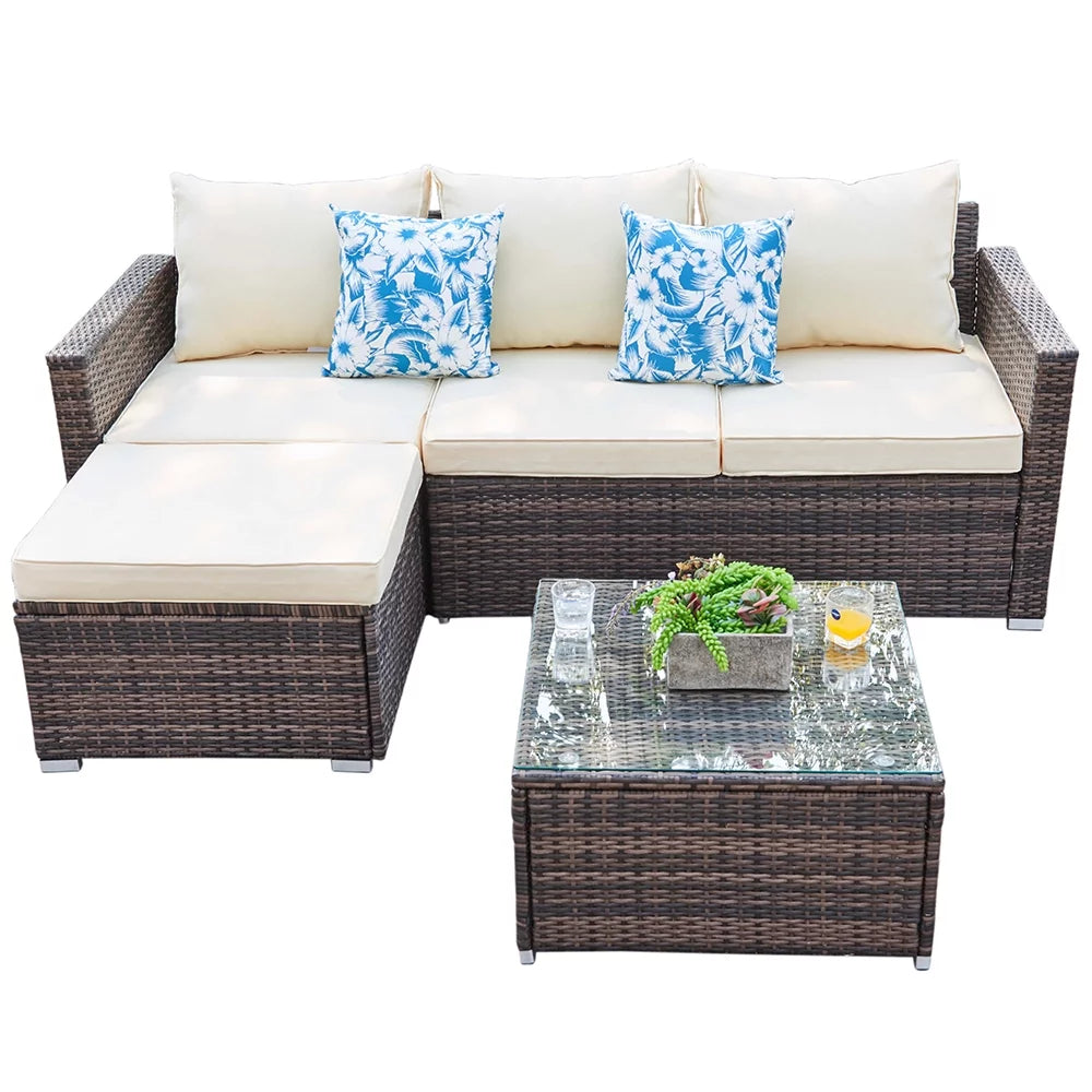 3 Piece Gray Wicker Patio Sofa Set G826432