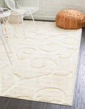 Ivory 8' x 10' Floral Shag Rug G817