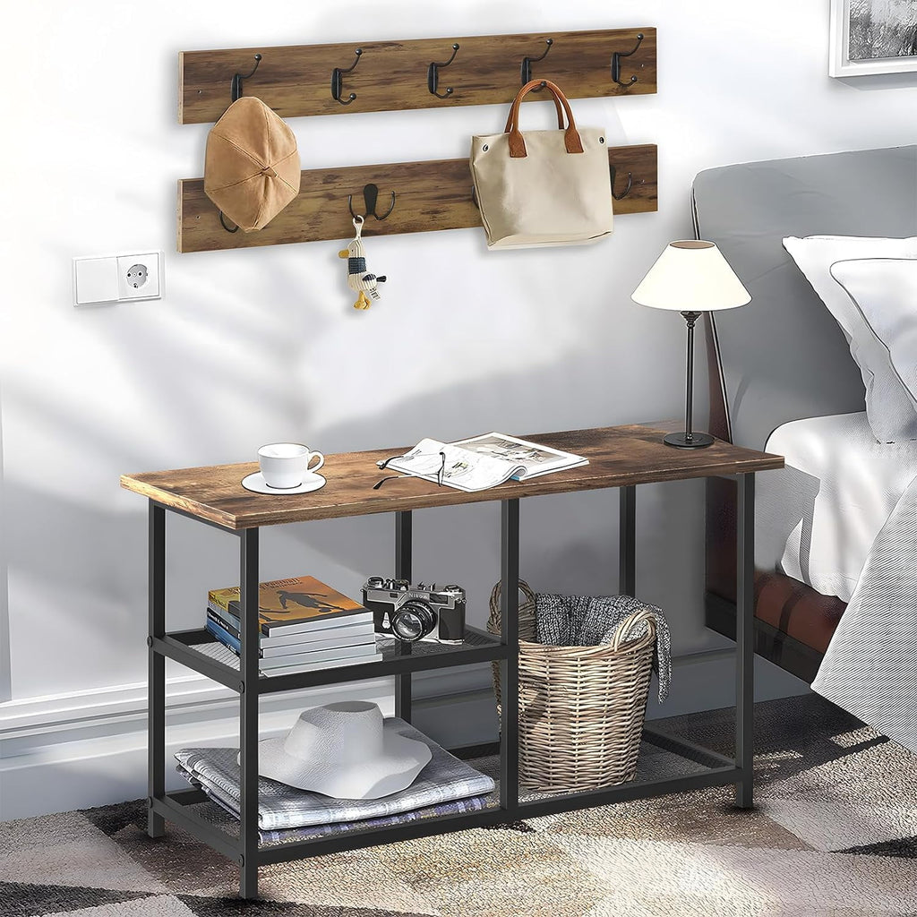 Rustic Brown Coat Shoe Rack Bench Set X393710