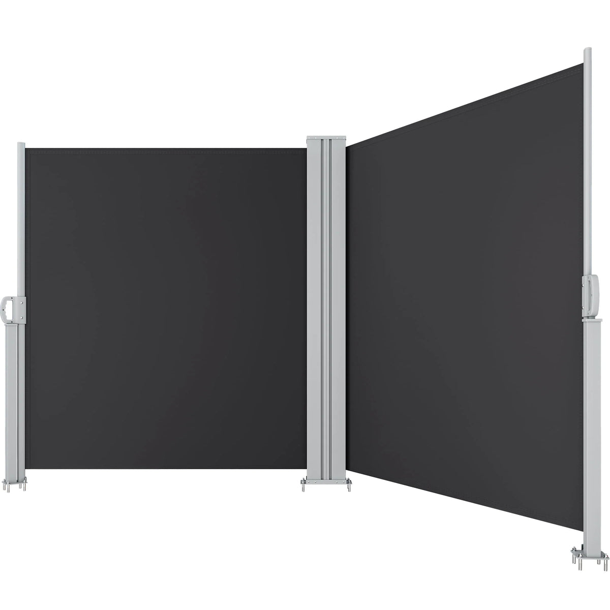 Double Side Awning 236''X 63'', Retractable Waterproof UV-Resistant Privacy Screen, Gray E18898