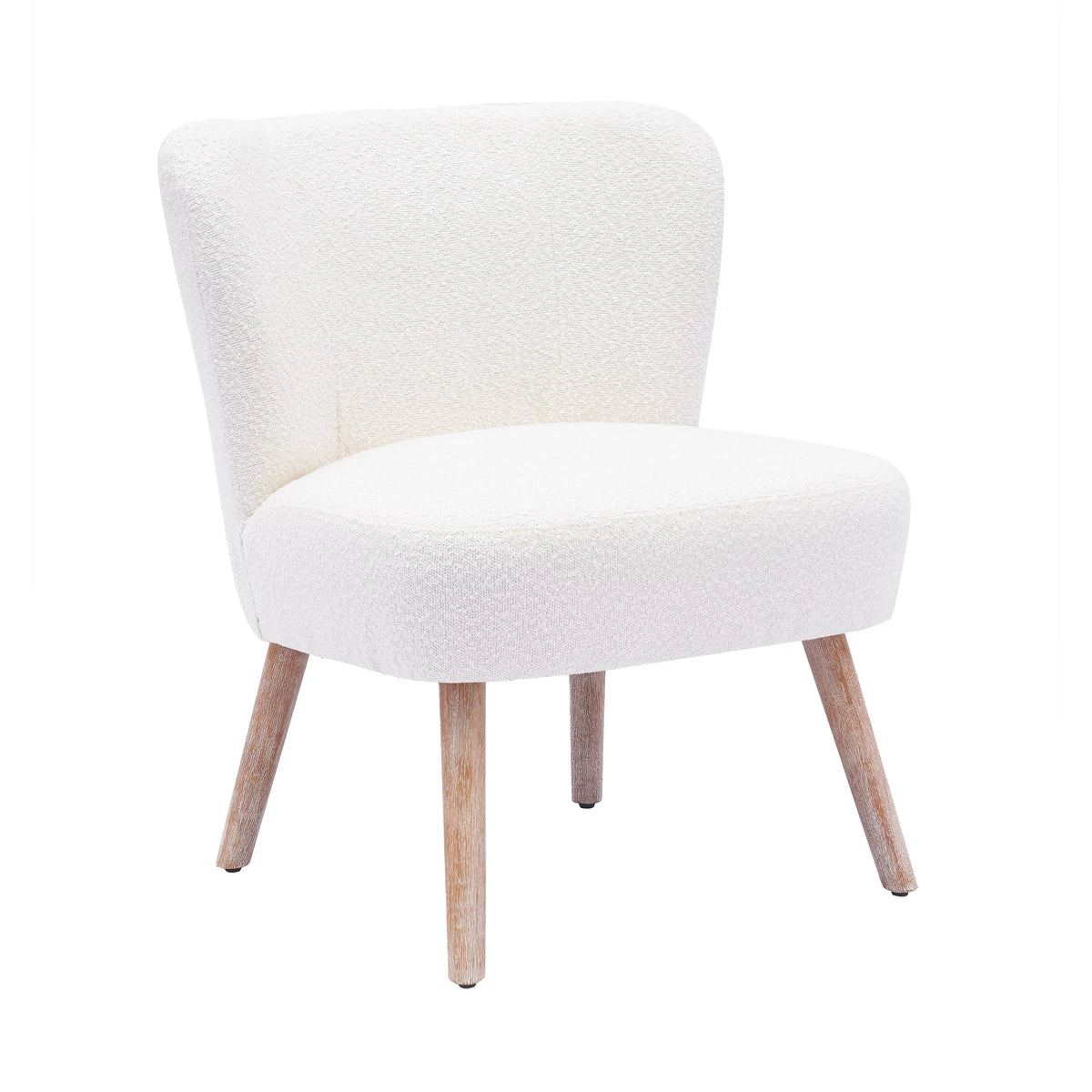 Cream Boucle Wingback Accent Chair and Ottoman Set C586520