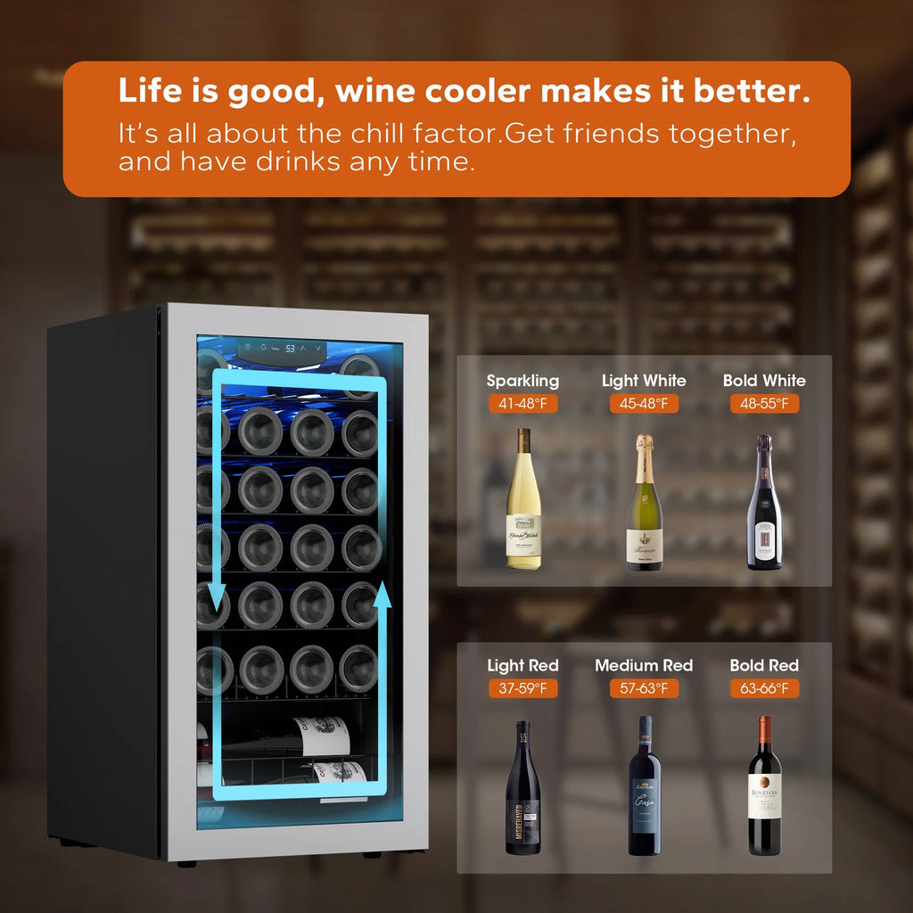 Wine Refrigerator Cooler 27 Bottle Mini Wine Fridge with Glass Door Q387497