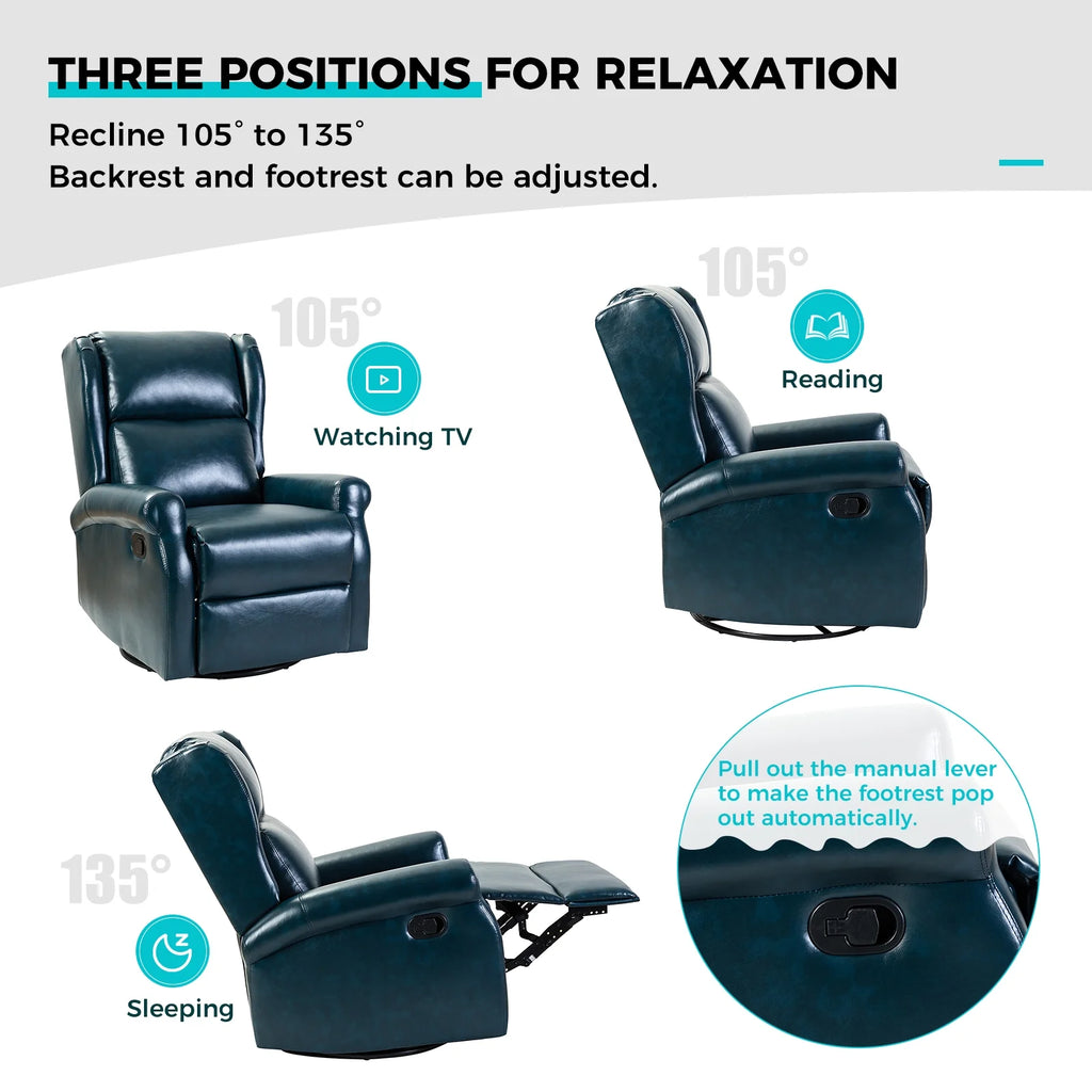Turquoise Faux Leather Recliner Armchair E209