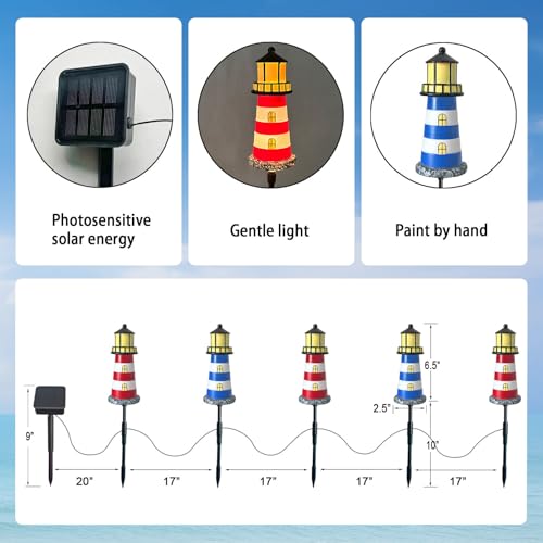 Solar Lighthouse Outdoor Garden Lights Waterproof I609331