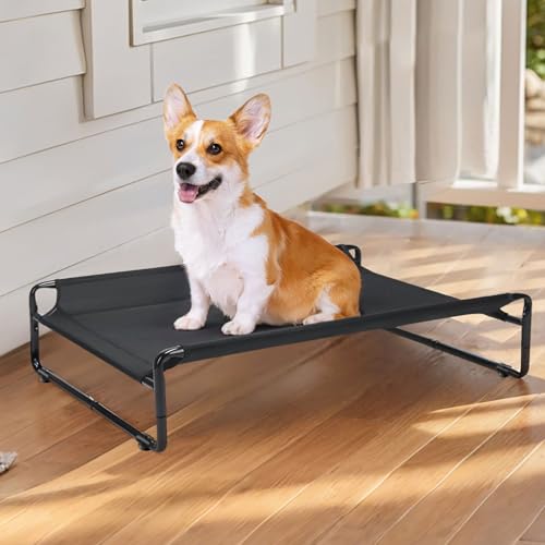Elevated Cooling Dog Bed with Washable Mesh, Large, Black B49847