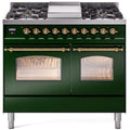 40 Dual Fuel Natural Gas Range in Emerald Green with Brass Trim C912