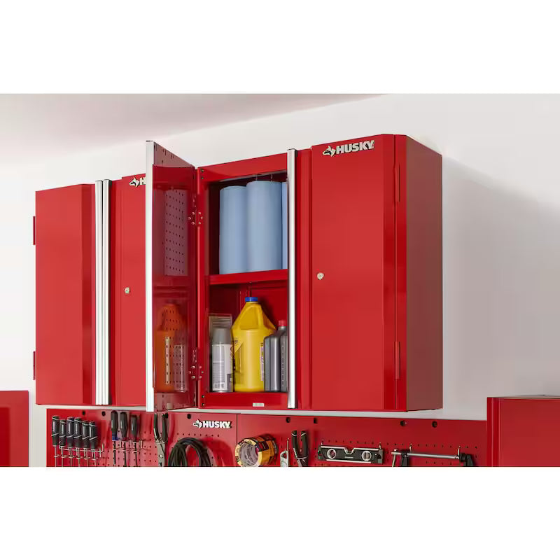24-Gauge Steel Wall Mounted Garage Cabinet in Red F296