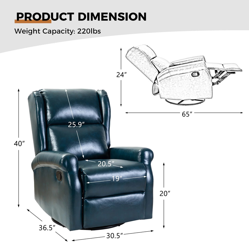 Turquoise Faux Leather Recliner Armchair E209