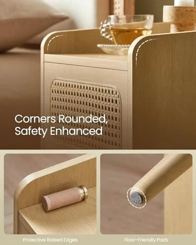 Rattan-Like Side End Tables with Charging Station S886