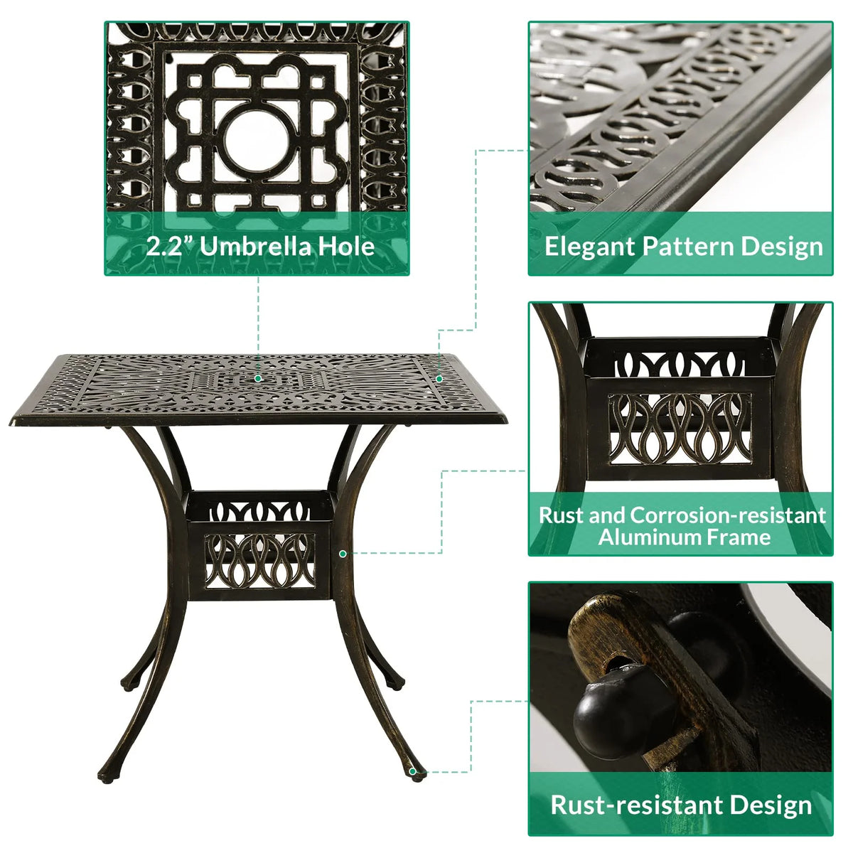 5-Piece All-Weather Cast Aluminum Patio Dining Set U3908