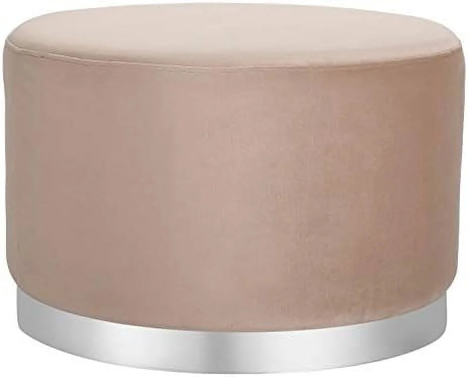 Round Grey Velvet Ottoman Foot Stool S92019
