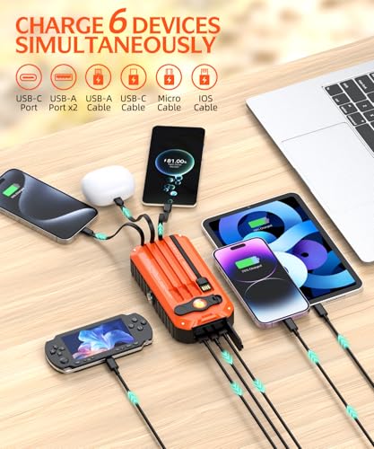 40000mAh Solar Power Bank with 4 Cables and Hand Crank R790258