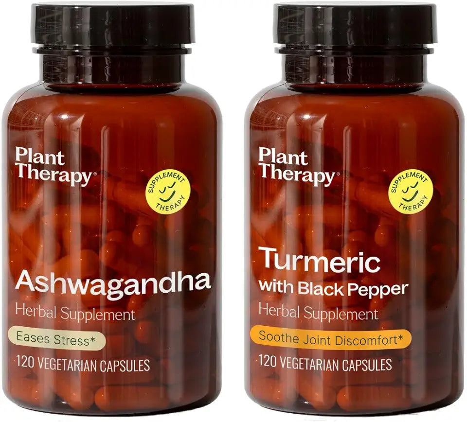 Ashwagandha & Turmeric with Black Pepper Herbal Supplement Capsules U877859