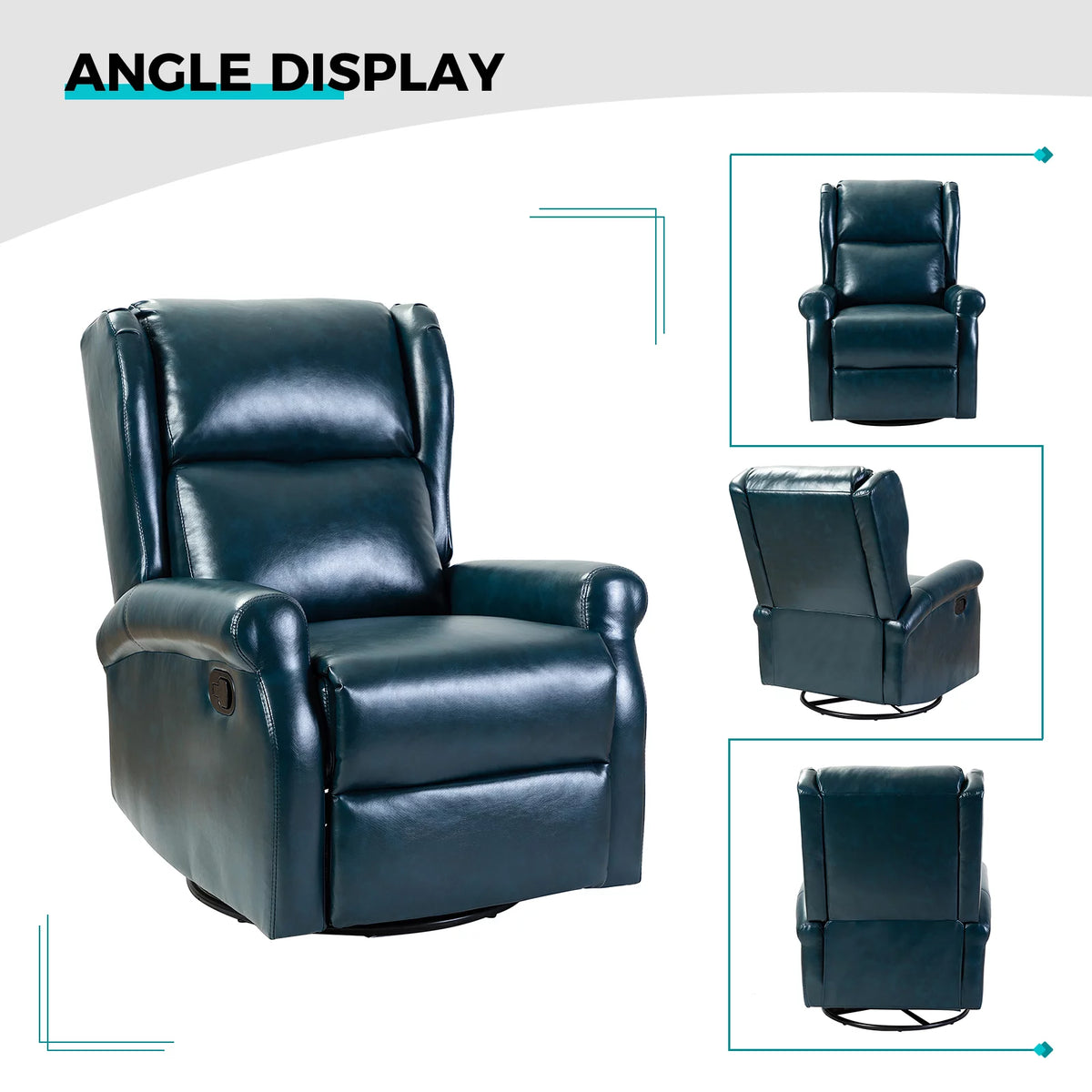 Turquoise Faux Leather Recliner Armchair E209