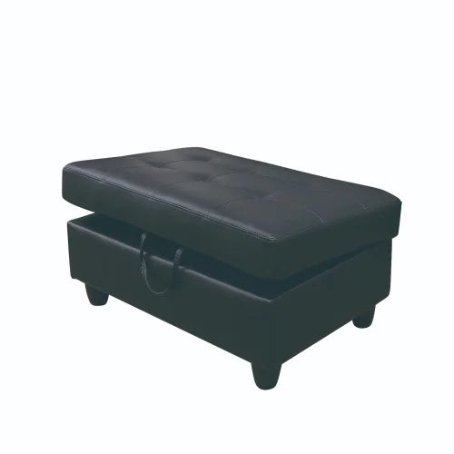 Rectangular Upholstered Storage Ottoman Black J831
