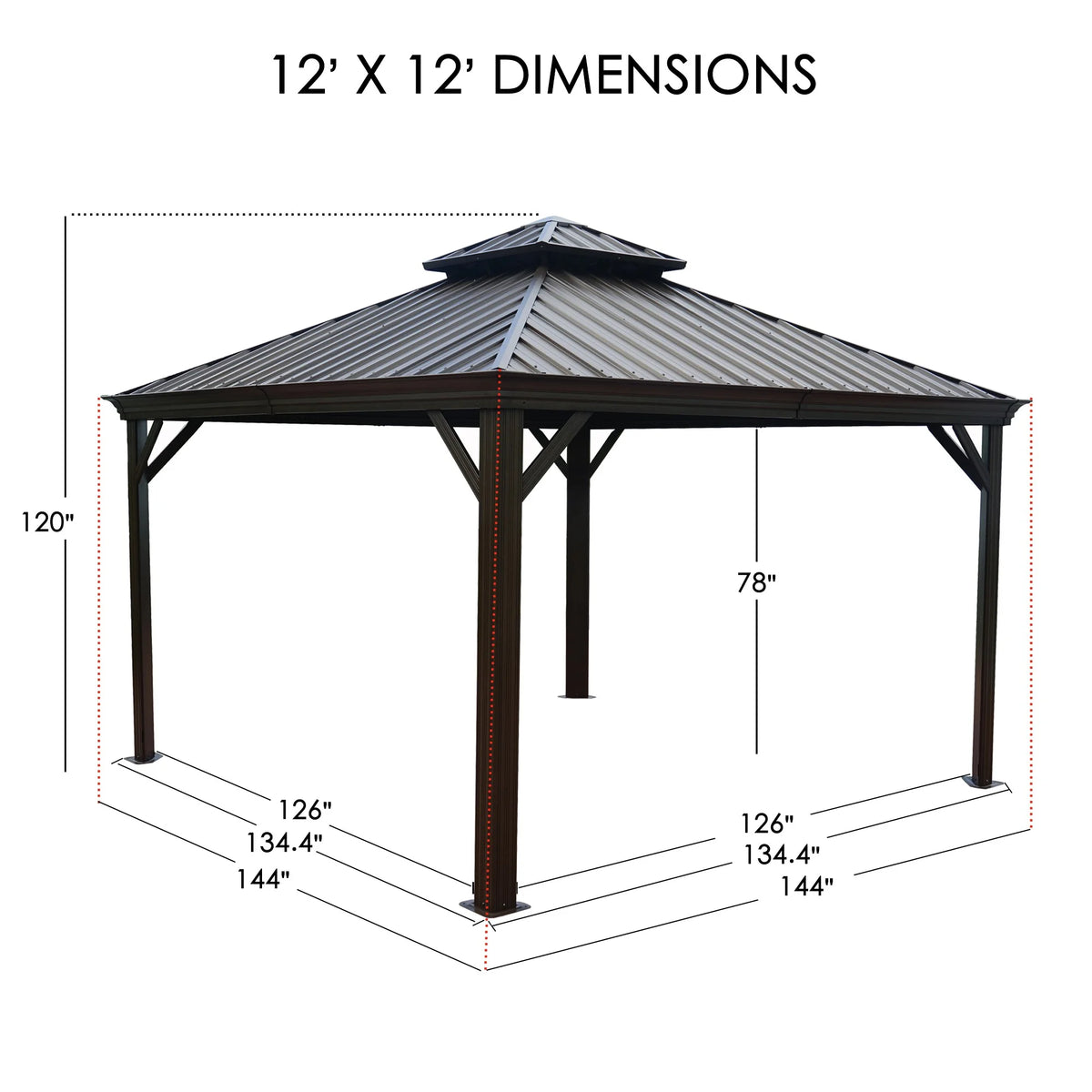 Hardtop Aluminum Gazebo with Mosquito Net and Privacy Sidewalls Z5133