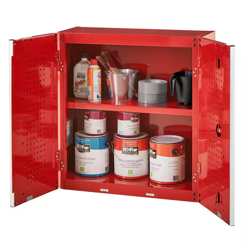 24-Gauge Steel Wall Mounted Garage Cabinet in Red F296
