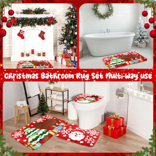 3 Pcs Non Slip Washable Christmas Bathroom Rug Set Z816