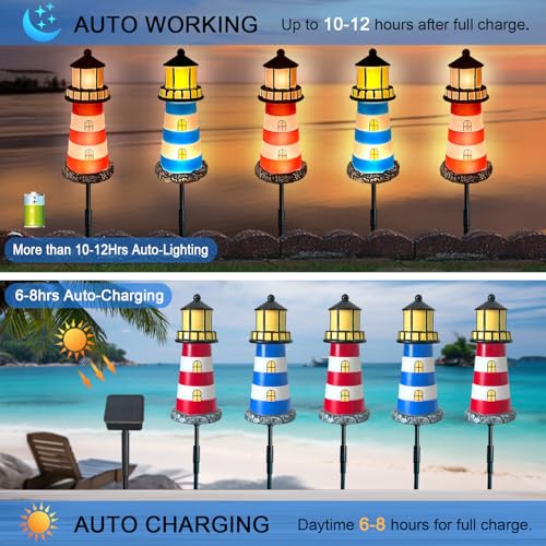 Solar Lighthouse Outdoor Garden Lights Waterproof I609331