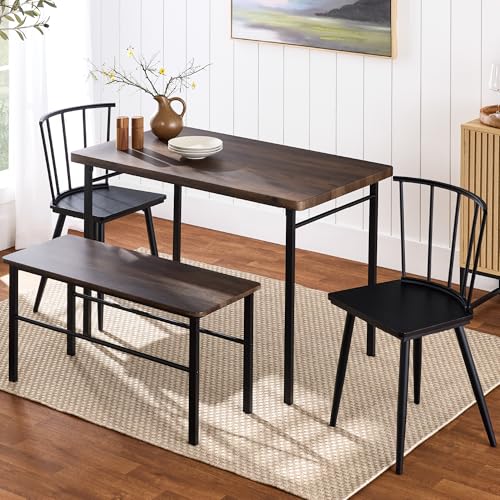 4-Piece Dining Table Set with 2 Chairs and Bench T451