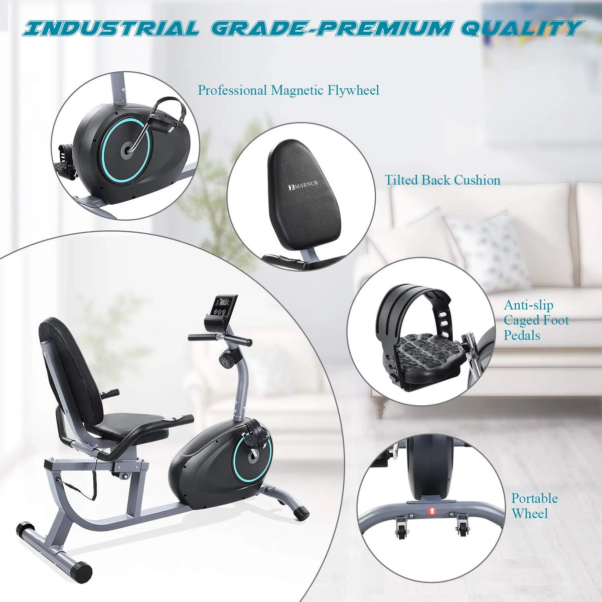 Recumbent Exercise Bike with 8 Levels Adjustable Resistance Y937107