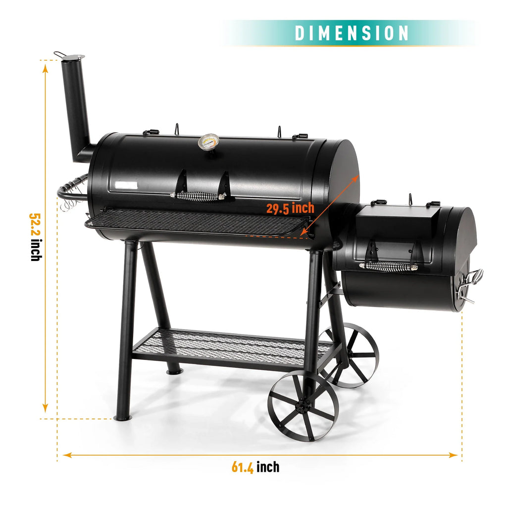Heavy Duty BBQ Charcoal Grill with Offset Smoker Q498