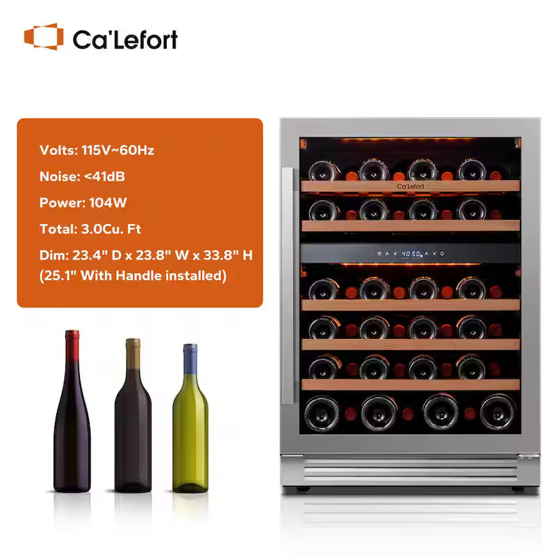 Built-In 46-Bottles Dual Zone Stainless Steel Wine Cooler J41232