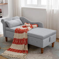 Grey Velvet Chaise Lounge Chair with Storage & Pillow P820139