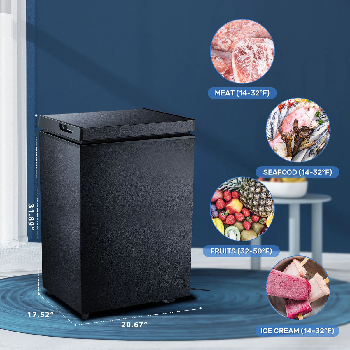 2.8 Cubic Feet Black Chest Freezer J651035