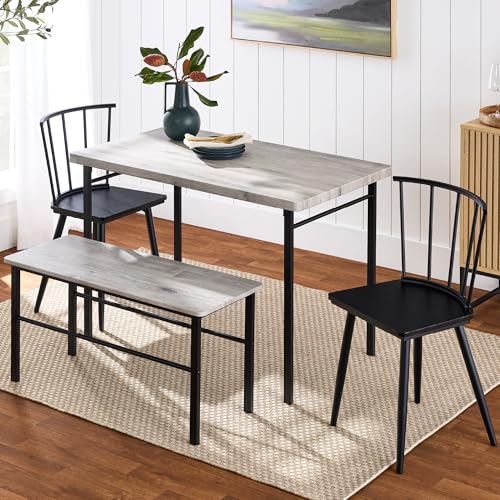 4-Piece Dining Table Set with 2 Chairs and Bench T451
