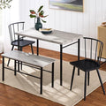 4-Piece Dining Table Set with 2 Chairs and Bench T451