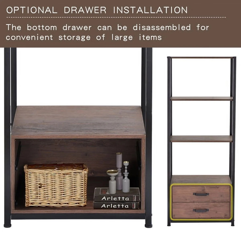 4-Tier Brown Bookshelf with Two Drawers G201