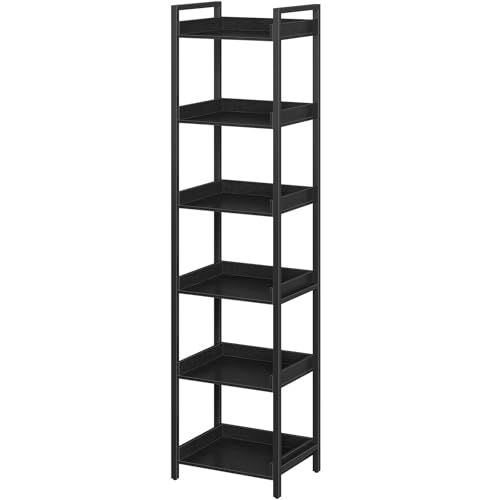 6 Tier Rustic Brown Bookshelf with 4 Hooks J2644
