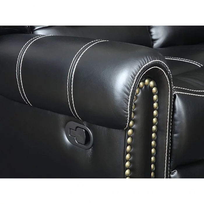 Black Leatherette Reclining Sofa and Loveseat 2pc Set A610200