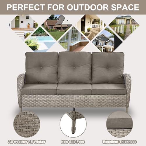 Brown Wicker High Back Patio Club Chair Set of 2 with Removable Cushions X440187