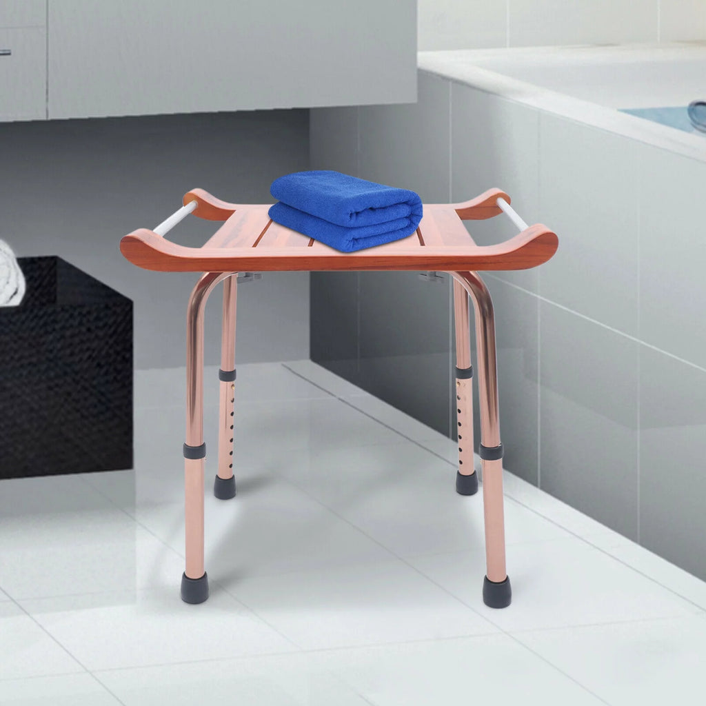 Teak Shower Stool Non-Slip Adjustable U707