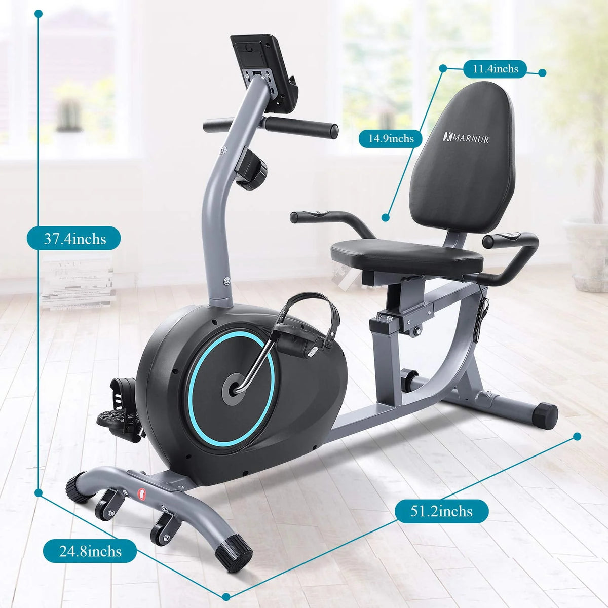 Recumbent Exercise Bike with 8 Levels Adjustable Resistance Y937107