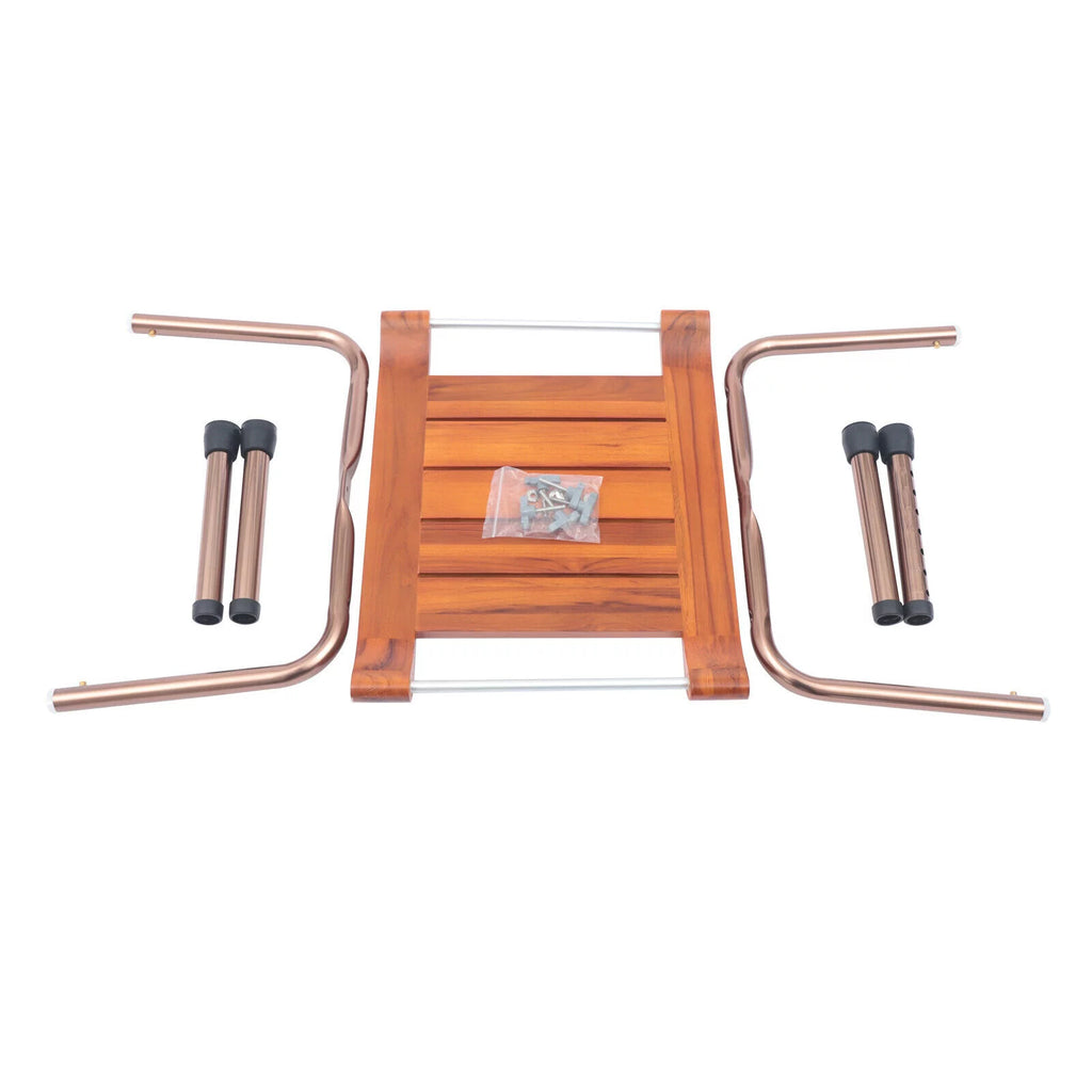Teak Shower Stool Non-Slip Adjustable U707