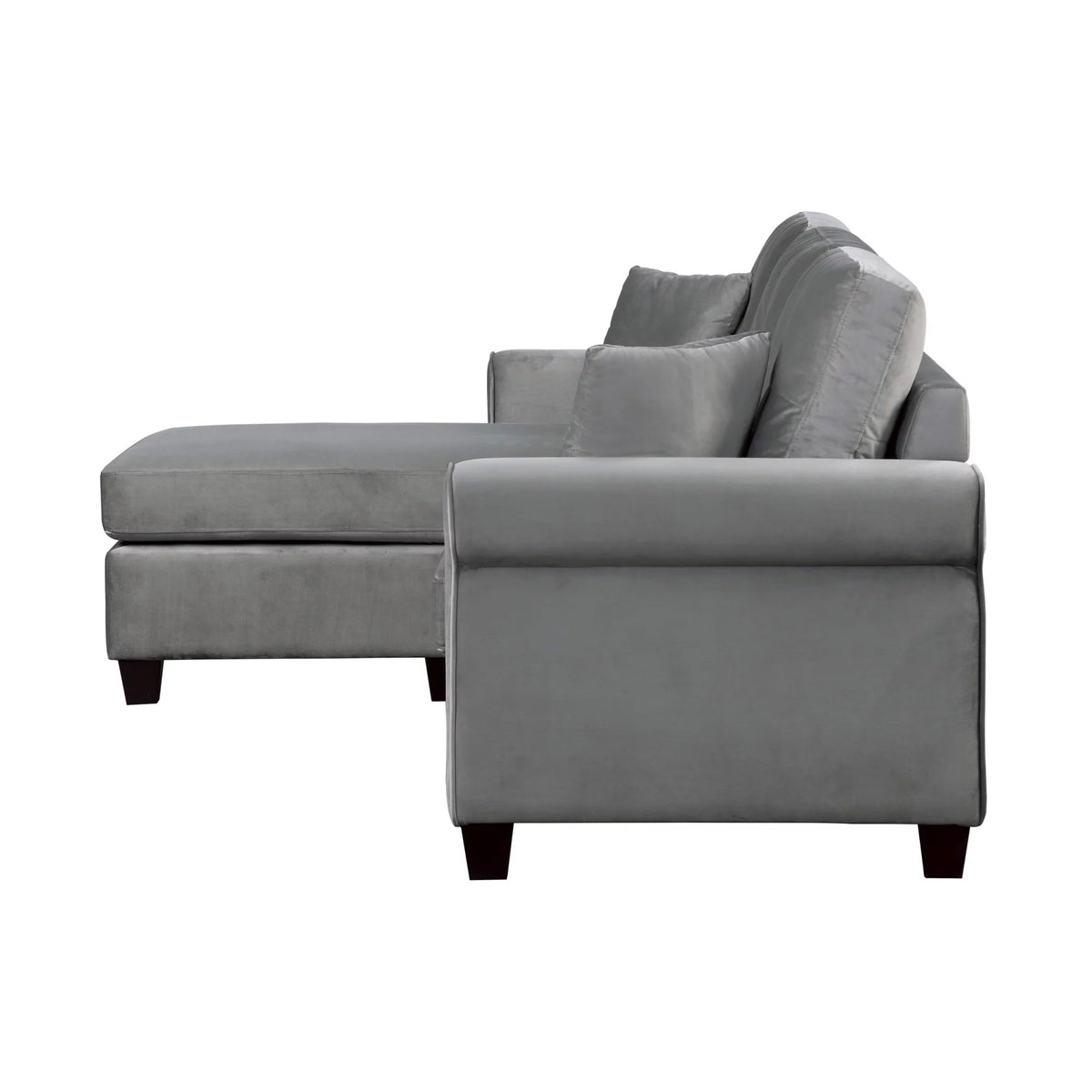 Gray Velvet Sectional Sofa with Reversible Chaise Z880138
