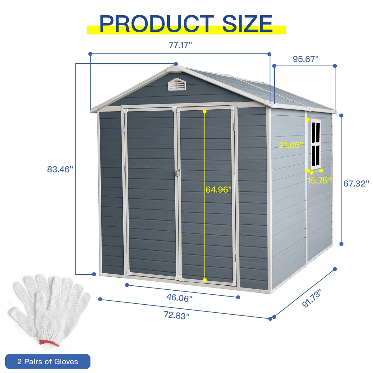 6x8 FT Plastic Resin Outdoor Storage Shed with Floor and Lockable Door Z906381