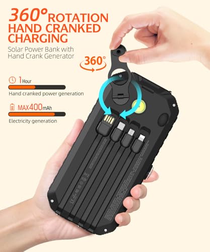 40000mAh Solar Power Bank with 4 Cables and Hand Crank R790258