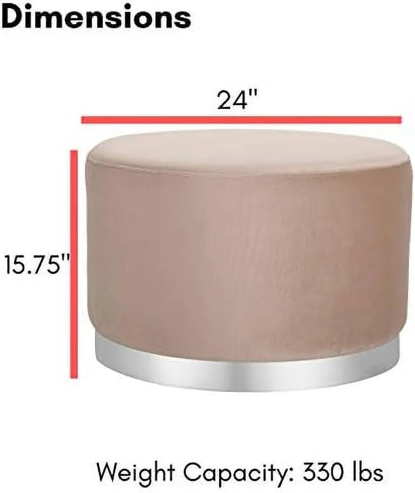 Round Grey Velvet Ottoman Foot Stool S92019
