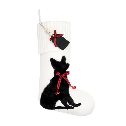 White Knitted Cat Stocking P494918