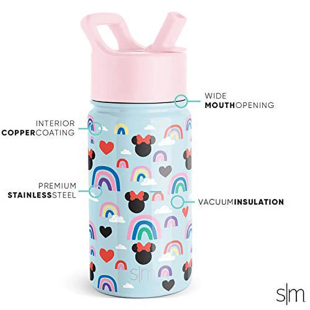 Kids Water Bottle with Straw Lid, Insulated Stainless Steel, 14oz V999592