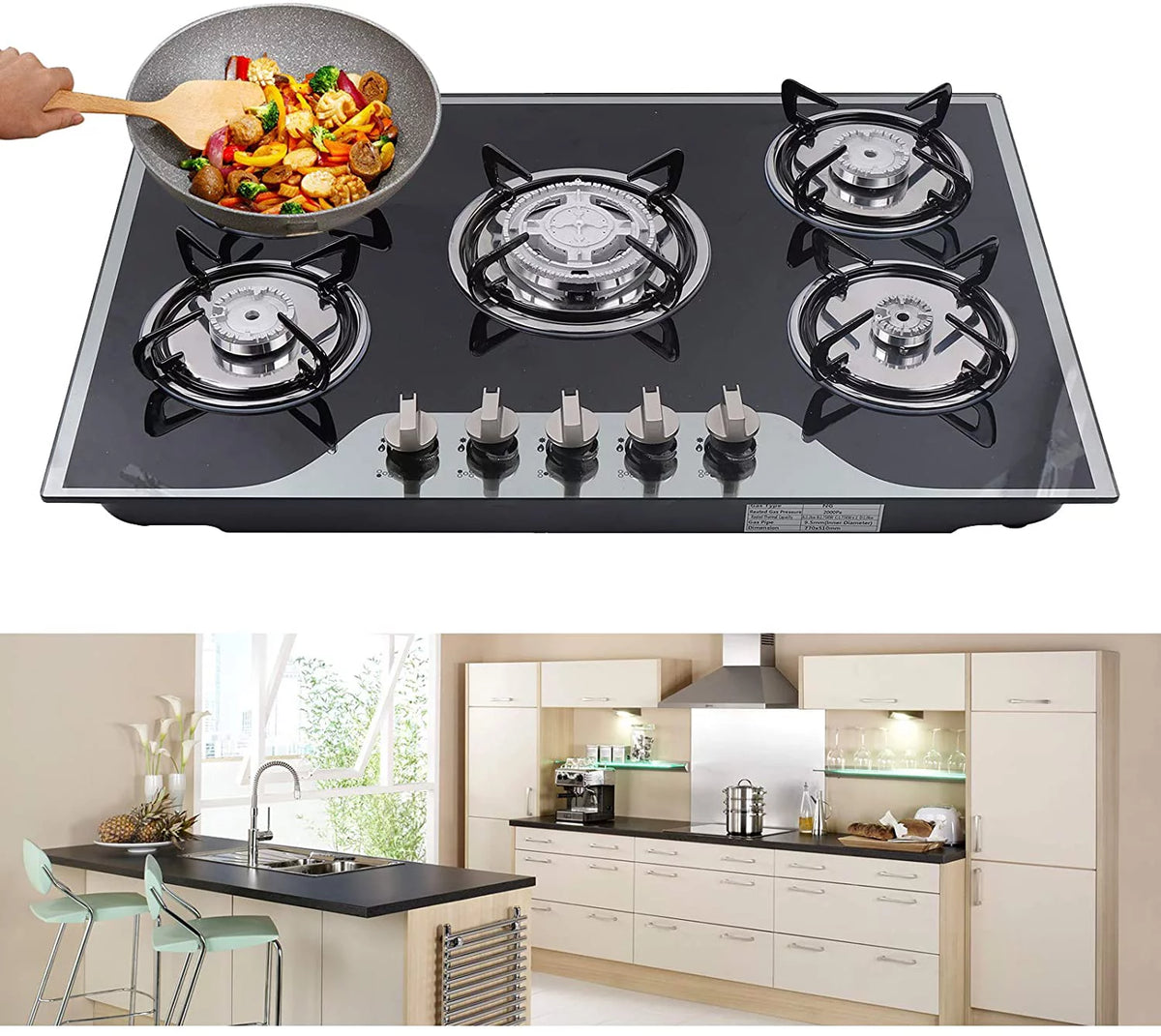 5 Burner Tempered Glass Gas Cooktop T81865