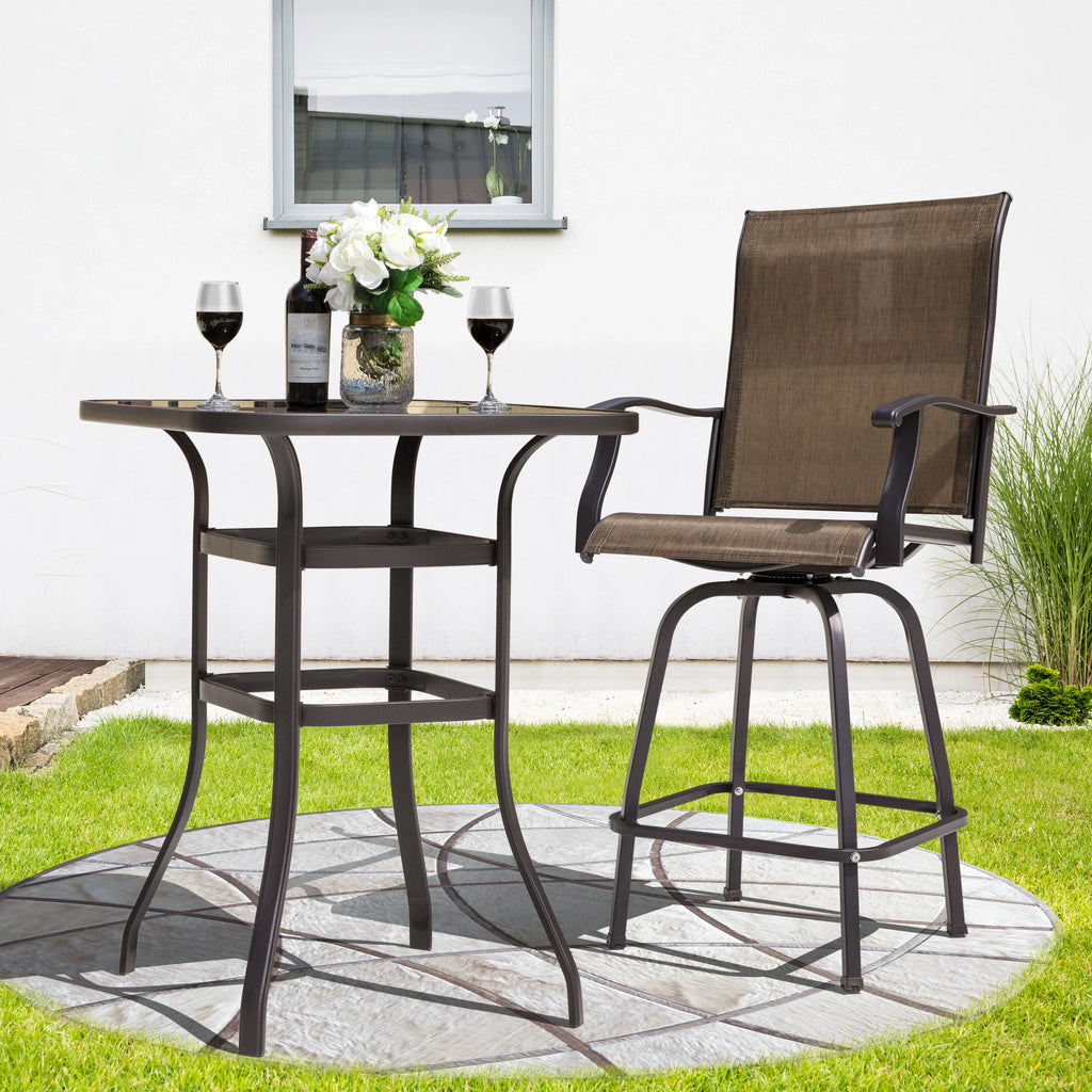 5 Piece Patio Bistro Set with Tempered Glass Table D87139
