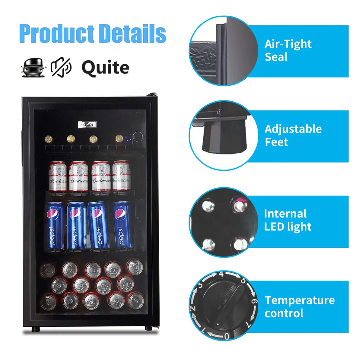 Wine Cooler and Beverage Refrigerator with Glass Door U67518