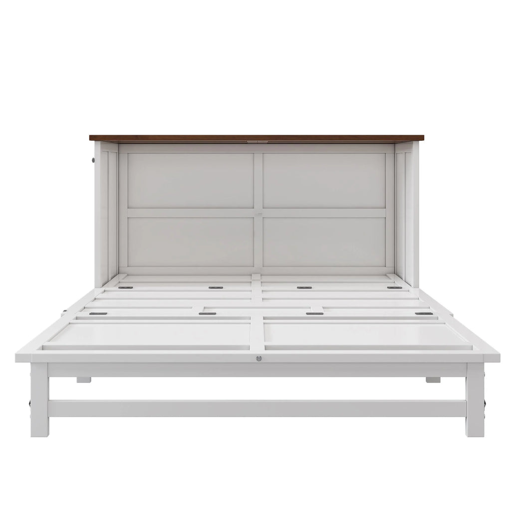 Queen Size Solid Wood Murphy Bed with Storage Drawer D2646